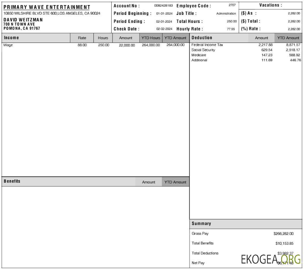 Modèle de relevé de paie de Primary Wave Entertainment aux formats Word et PDF.pdf, 1